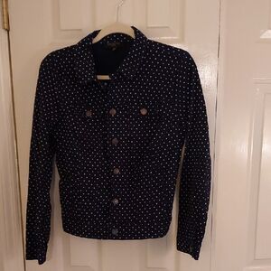 Talbots Navy Polka Dot Jean Jacket